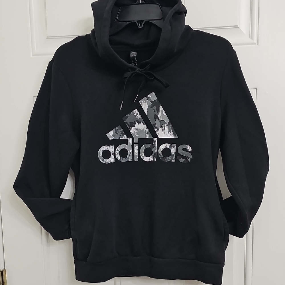 Adidas black and light gray logo hoodie - Womens - like new